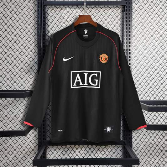 Retro 2007/08 Manchester United udebanetrøje med lange ærmer